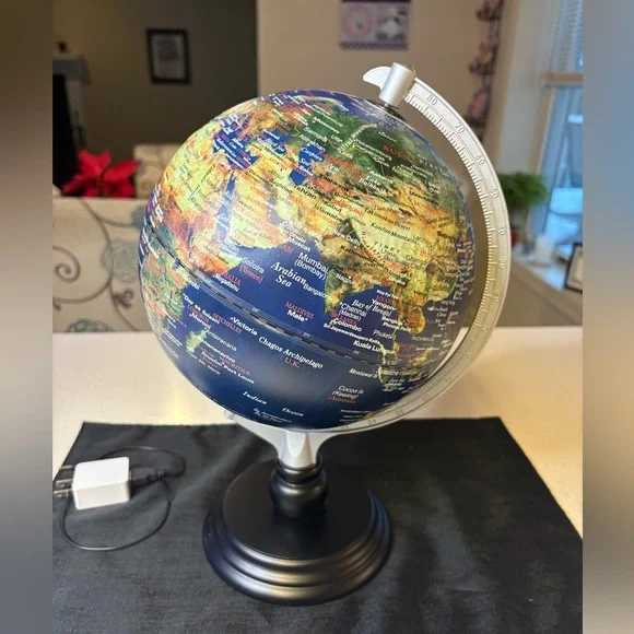 Illuminated Blue Globe with Black Base World Globe Educational Geography Globe - Picture 3 of 10